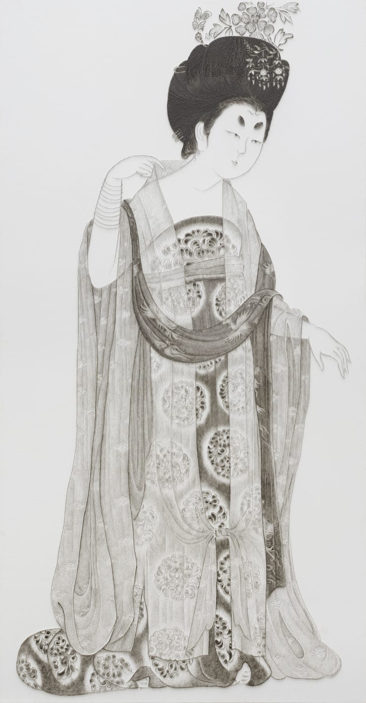 臨摹唐周昉《簪花仕女圖》Imitating Lady Wearing Flowers in Her Hair by Zhou Fang, Tang Dynasty