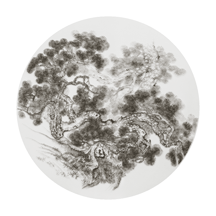 臨摹喻仲林《松鶴延年圖》