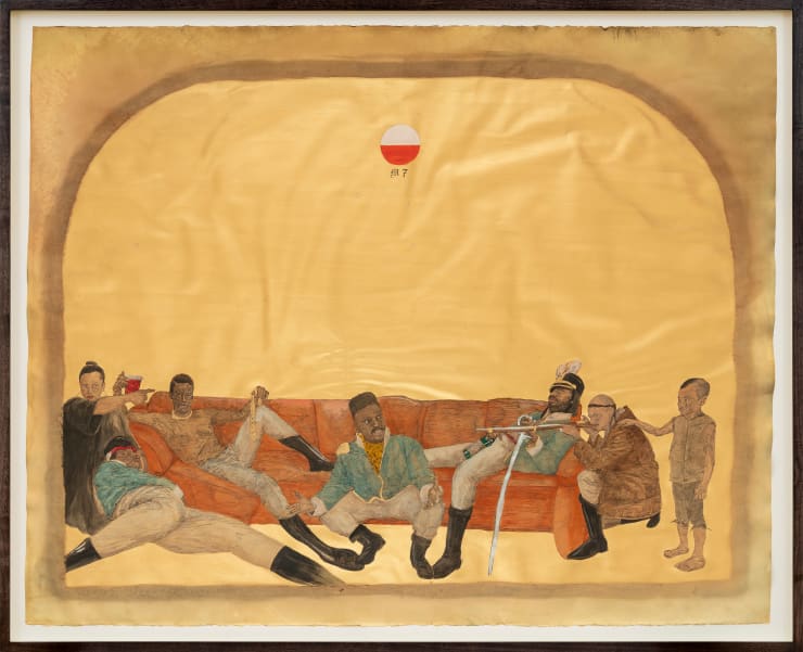 Umar Rashid, Burnt Orange. Or, mercenaries of the leisure class, awaiting orders from the admiralty. Rest before reckoning. The Force Fantastique, collected from across the empire in a time of total war, chill and horse around before committing atrocities that will se, 2025