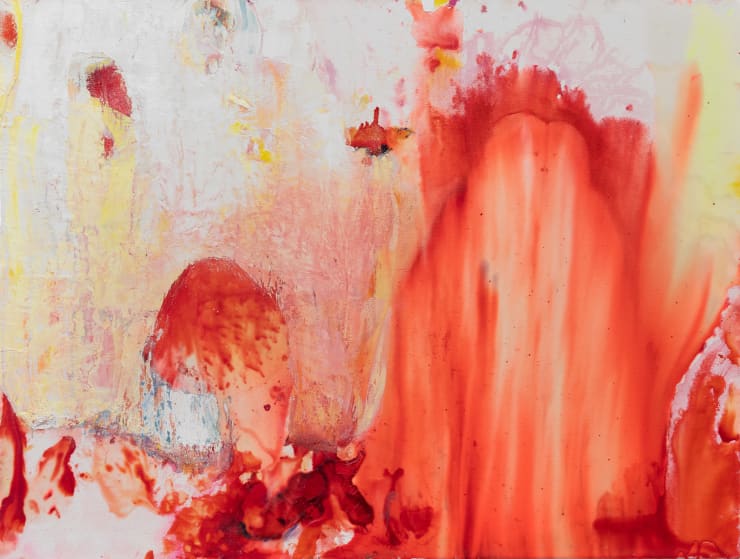 Penny Siopis, Viscous World: Hot splash/ Makes skin/ Eyes within/ Beside/Some fledgling kin, 2022