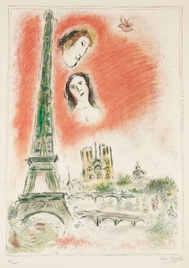 Marc Chagall (Russian-French, 1885-1985), Le Reve de Paris, 1969/70