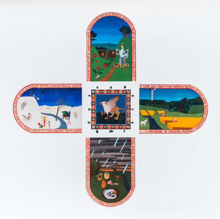 Monika Radžiūnaitė, Saugokitės bestijos - atneša Apokalipsę / Cave bestiam - Apocalypsis afferte / Saugokitės žvėries - įeikite į Apokalipsę // Beware the beast — it brings the Apocalypse / Cave bestiam – Apocalypsis a erte / Beware the beast — enter the Apocalypse, riboto tiražo atspaudas / limited edition print, 2025