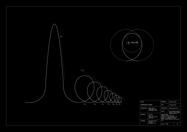 Julijonas Urbonas, Eutanazijos Kalneliai (Techninins brėžinys) / Euthanasia Coaster (technical drawing), 2010