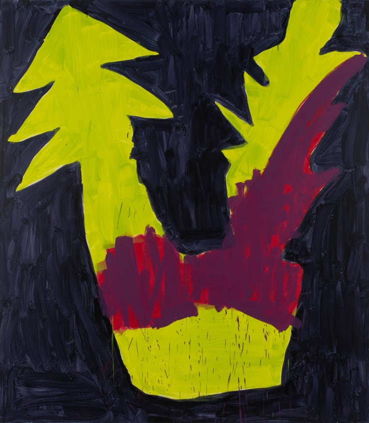 Dominykas Sidorovas Siaubo eilėraštis apie nugenėtą gėlę, primenančią ragus / A horror poem about a pruned flower, which reminds of horns, 2021 Oil on Canvas 160 x 140 x 2.5 cm