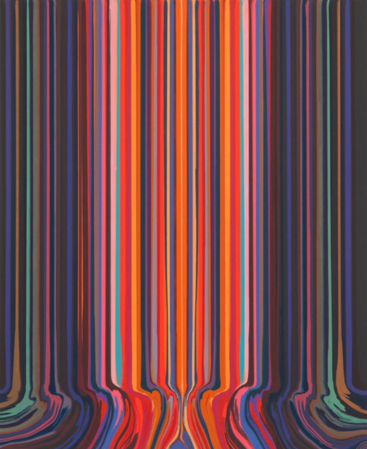 Ian Davenport - Mirrored Red and Black, 2021