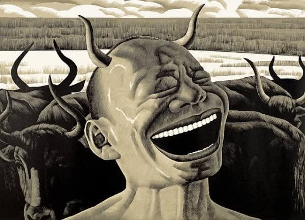Yue Minjun - Laughing W/ Horns, 2008