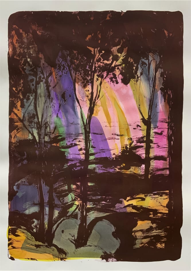Emma Webster La Nouvelle Epoque, 2021 Lithograph with hand-painted ink, watercolor on paper 39 3/8 x 27 1/2 in 100 x 69.8 cm Signed, Titled, & Numbered