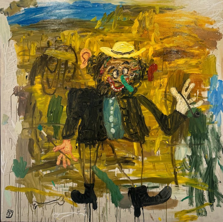 Matías Sánchez, Pintor con pincel y pipa. Otro día en el campo, 2024