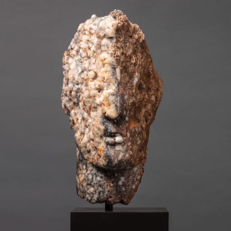 Emily Young, Shades of Grey Crystal Head, 2022