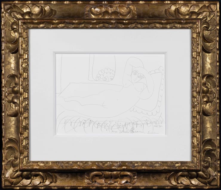 Pablo Picasso, Nude woman lying down with a voyeur, 17 June 1971