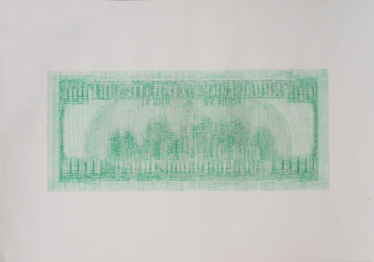 ANDREI MOLODKIN DOLLAR (BACK), 2014 ballpoint pen on paper 42 x 60 cm