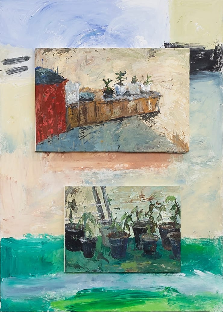 Heo Chanmi 매일산책연습_옥상하늘5 Daily Walking rehearsals _Rooftop-sky5, 2020 gouache on paper 210 x 150 cm 69 x 103 cm / 57.5 x 77 cm