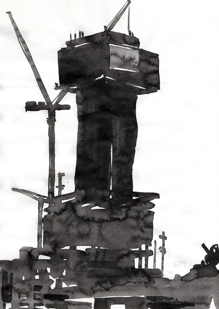 Lee Sang-Won Building, 2017 ink on paper 29.3 x 20.8 cm