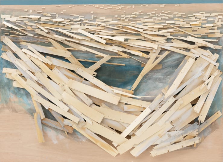 Tadashi Kawamata Destruction no 68 - A, 2023 wood and acrylic paint on plywood 153 x 210 x 16 cm