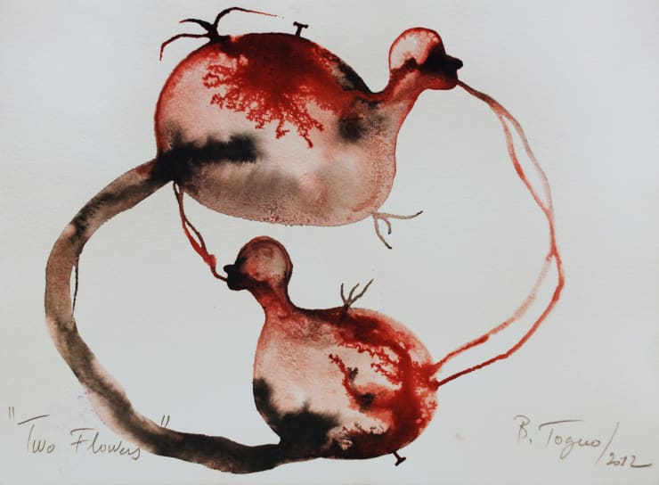 Barthélémy TOGUO Two Flowers, 2012 watercolor on paper 28 x 38 cm Frame : 54 x 64 x 3 cm
