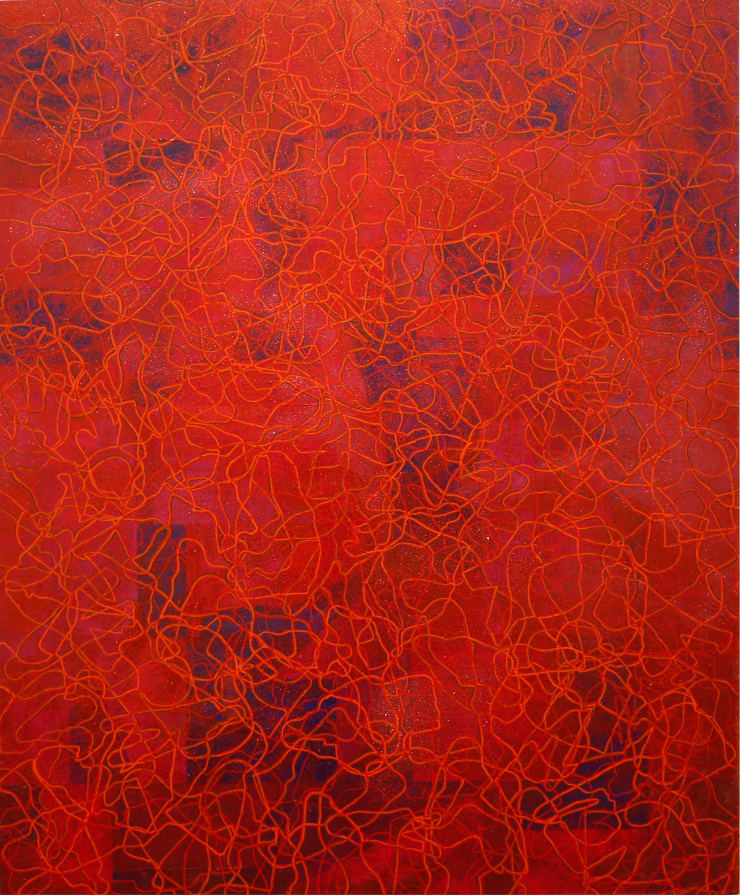KENGO KITO cosmic dust (red), 2010 oil,canvas,glitter 170 x 140 cm