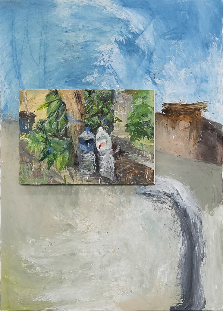 Heo Chanmi 매일산책연습_옥상하늘2 Daily Walking rehearsals _Rooftop-sky2, 2020 gouache on paper 210 x 150 cm 63.5 x 90.5 cm