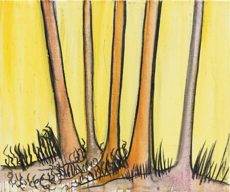 Fabrice Hyber Poils frises, 2024 oil, charcoal and resin on canvas 60 x 50 x 3.5 cm
