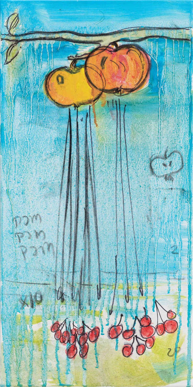 Fabrice Hyber 2X10 , 2024 oil, charcoal and resin on canvas 60 x 30 x 2 cm