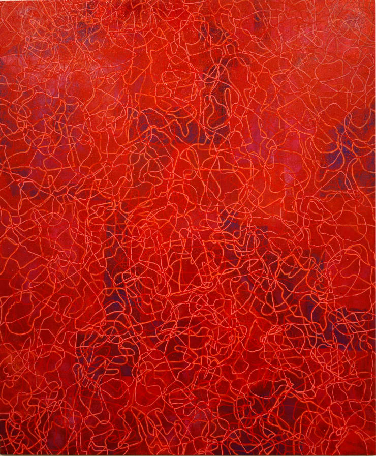 KENGO KITO cosmic dust (red), 2010 oil,canvas,glitter 170 x 140 cm