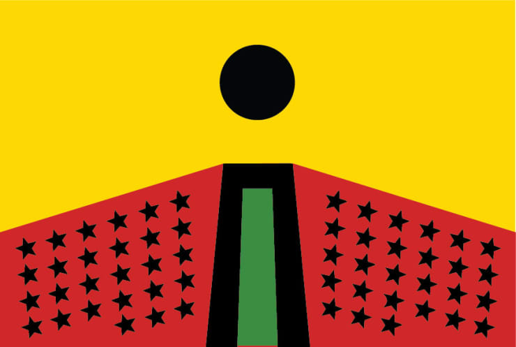Larry Achiampong, PAN AFRICAN FLAG FOR THE RELIC TRAVELLERS’ ALLIANCE, 2018