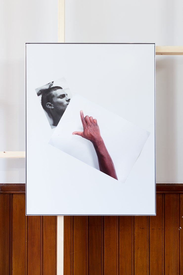 Simeon Barclay, An Arrangement on white in perspective (cock on mate), 2015