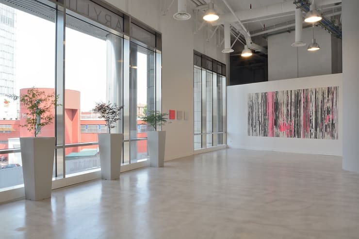 Paolo Bini: Behind the visible – ABC-ARTE Contemporary art Gallery – 2015 Grande Rosso, 2015, 180 x 330 cm - 70 7/8 x 129 7/8 in, acrilico su nastro carta su tela Orange, 2015, 30 x 30 cm - 11 3/4 x 11 3/4 in, acrilico su nastro carta su tela Pink, 2015, 30 x 30 cm - 11 3/4 x 11 3/4 in, acrilico su nastro carta su tela White, 2015, 30 x 30 cm - 11 3/4 x 11 3/4 in, acrilico su nastro carta su tela