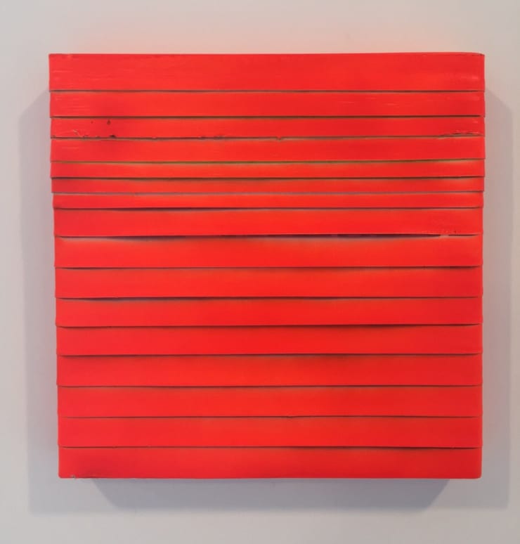 Paolo Bini: Orange, 2015, 30 x 30 cm, acrilico su nastro carta su tela