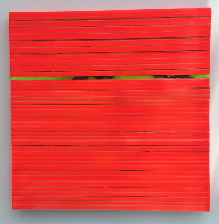 Paolo Bini: Untiled, 2015, 70 x 70 cm, acrilico su nastro carta su tela