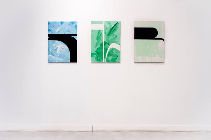 Giulio Zanet: Still nothing – ABC-ARTE Contemporary art Gallery – 2015 Minimal Experiments, 2014, smalto e acrilico su tela, 70 x 50 cm Minimal Experiments, 2014, smalto e acrilico su tela, 70 x 50 cm Minimal Experiments, 2014, smalto e acrilico su tela, 70 x 50 cm Veduta installazione