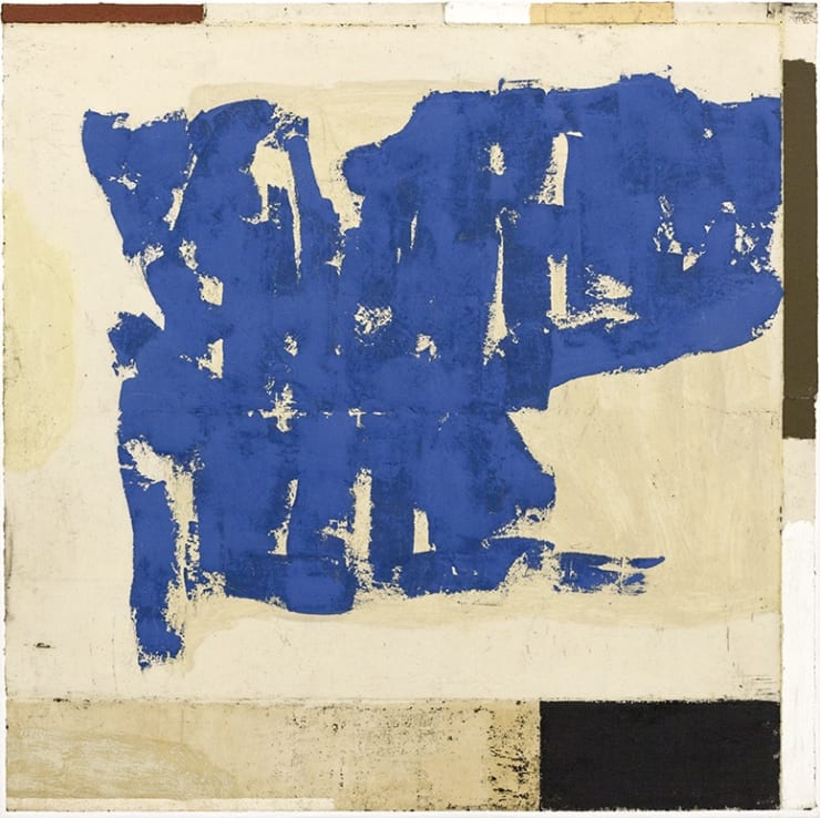 Luca Serra, Remedio para todos los males - añil, 2017, 125 x 125 cm, calco in resina acrilica di pigmenti e polveri su tela