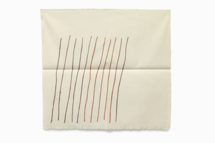 Giorgio Griffa : Obliquo, 1978, 90x97 cm, 35 3_8x38 1_4 in, acrilico su cotone