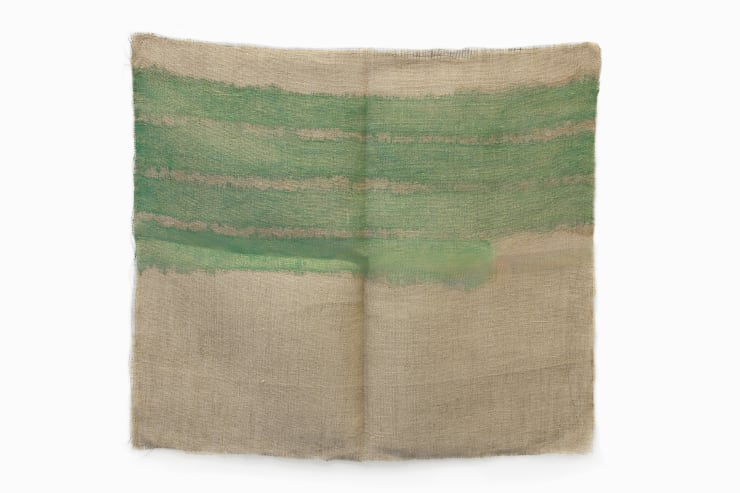 Giorgio Griffa : Orizzontale, 1979, 67x76 cm, 26 3_8x29 7_8 in, acrilico su juta