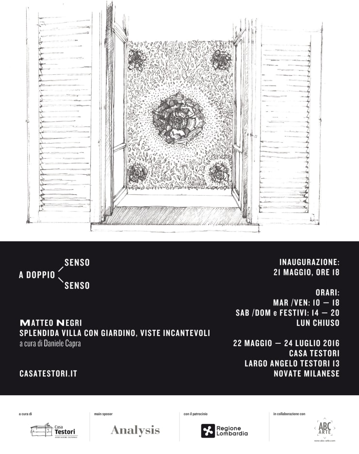 Matteo Negri, Splendida villa con giardino, viste incantevoli, solo exhibition at Casa Testori, Novate Milanese, 2016