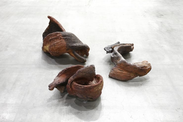 Nanni Valentini, Deriva (Spirale, Nodo, Tangente), 1982-83, 50x50x85, 36x50x50, 30x80x50cm, vitrified terracotta