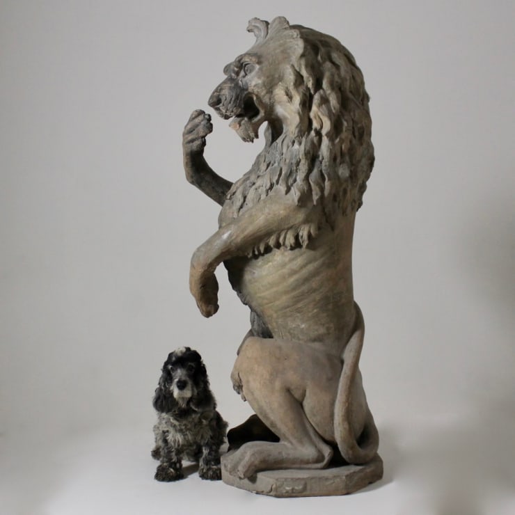 19th Century Figure Of A Sejant-Rampant Lion ( sold )