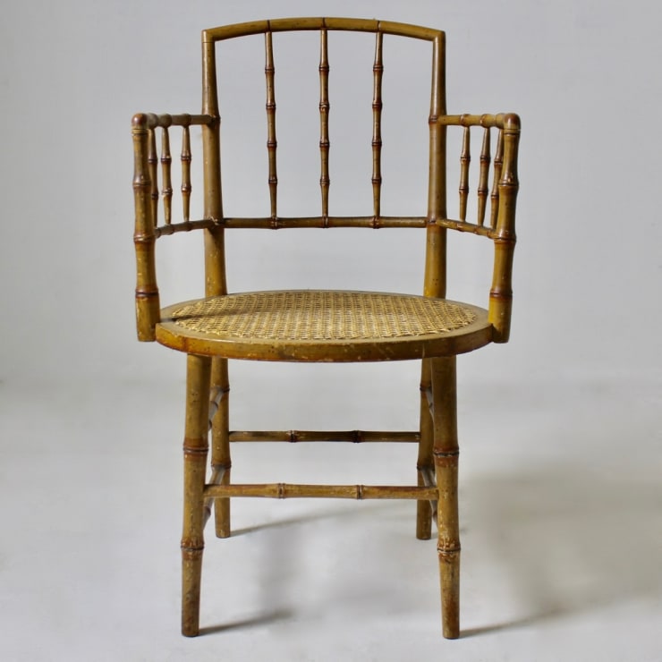 Regency Original Painted Faux Bamboo Armchair ( sold )