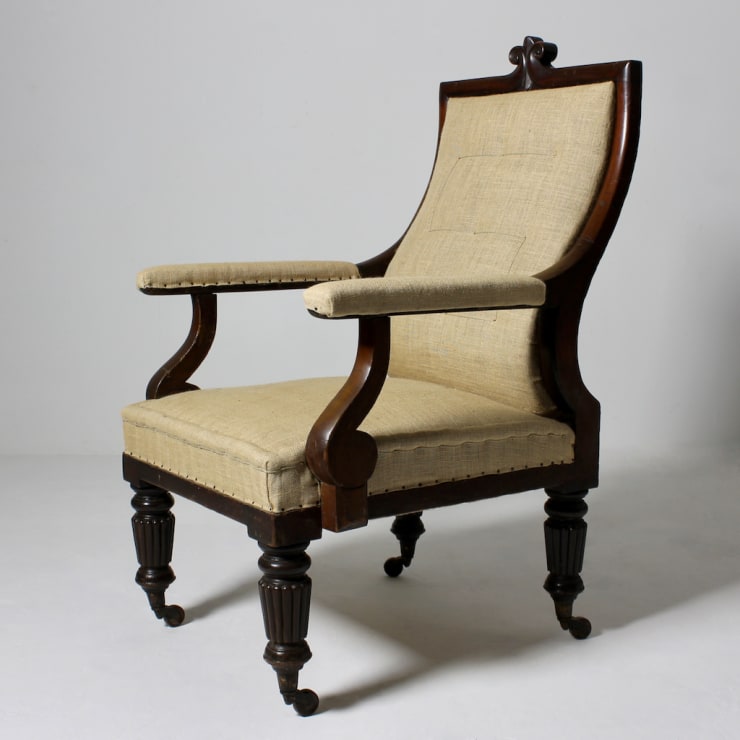 Large Scale William IV Mahogany Upholstered Armchair