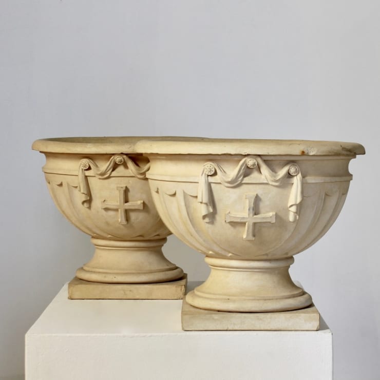 Pair Of Coade Stone Gothic Stoops ( sold )