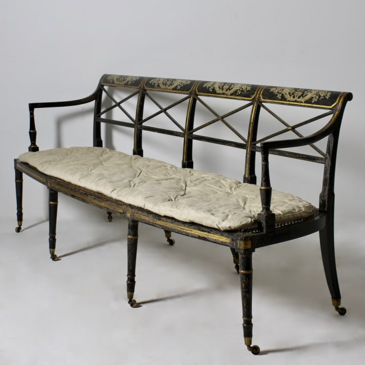 George III Original Painted And Decorated Chair Back Sofa ( sold )