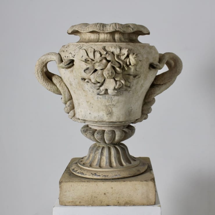 Large Blanchard Terracotta Snake Handled Centrepiece Urn ( sold )