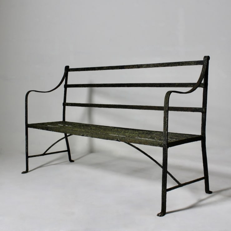 Regency Reeded Wrought Iron Garden Bench / Seat ( sold )