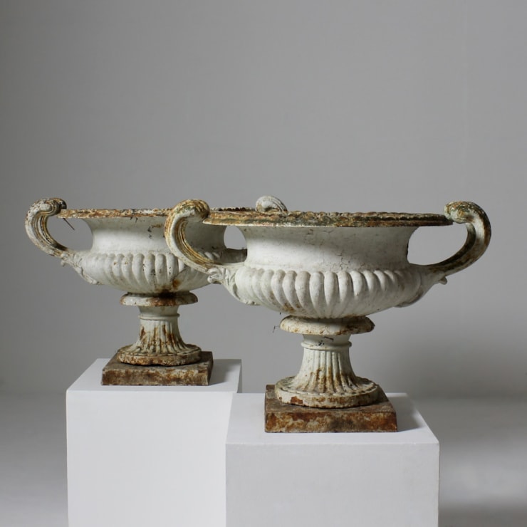 Pair Of Coalbrookdale 'Naples' Garden Urns ( sold )