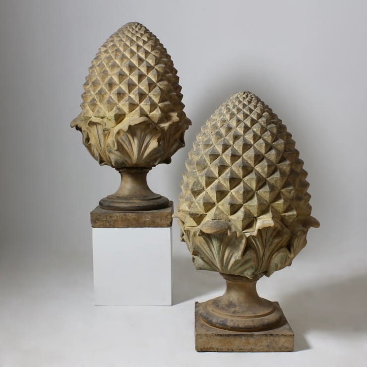 Pair Of 19th Century Terracotta Pineapple Finials By J M Blashfield ( sold )