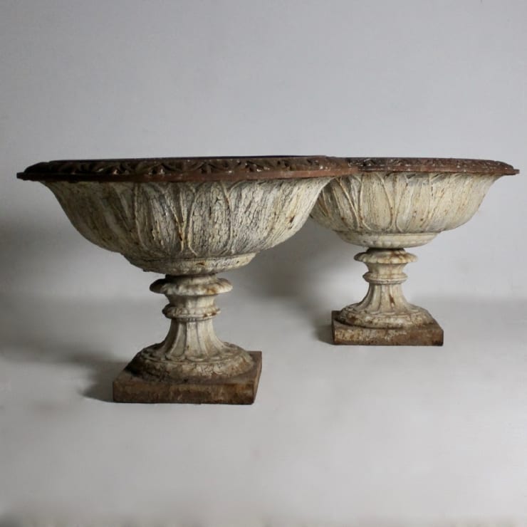 Huge Pair Of 19th Century Handyside Cast Iron Urns ( sold )