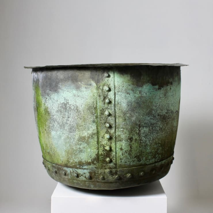 Large 19th Century Verdigris Copper Plant / Log Bin ( sold )