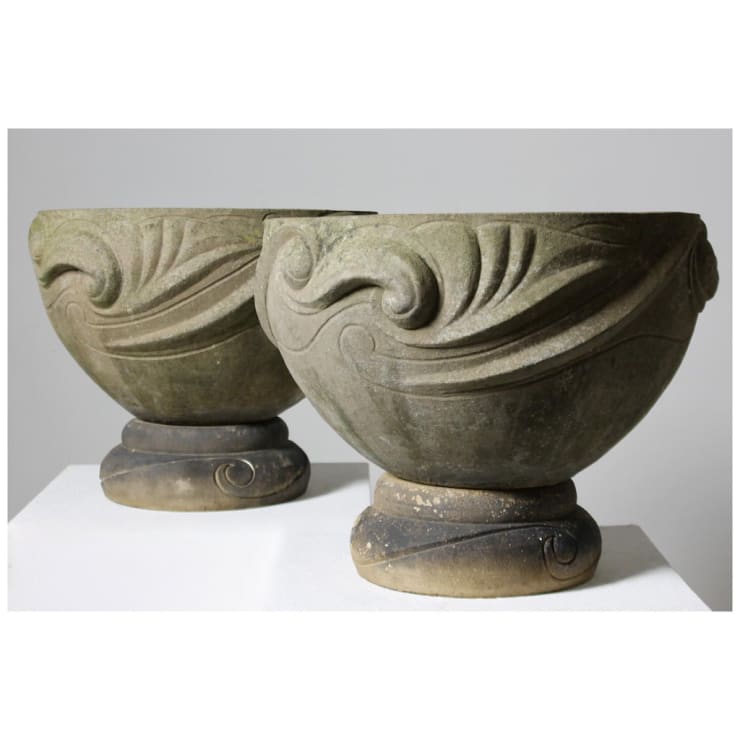 Pair Of Compton Pottery Celtic Bowls On Stands