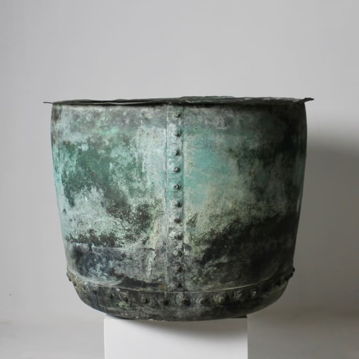 Very Large 19th Century Riveted Copper Planter / Log Bin ( sold )