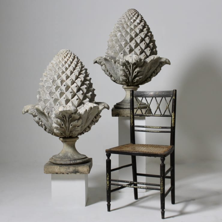 Pair Of Large Early 19th Century Terracotta Pineapple Finials ( sold )