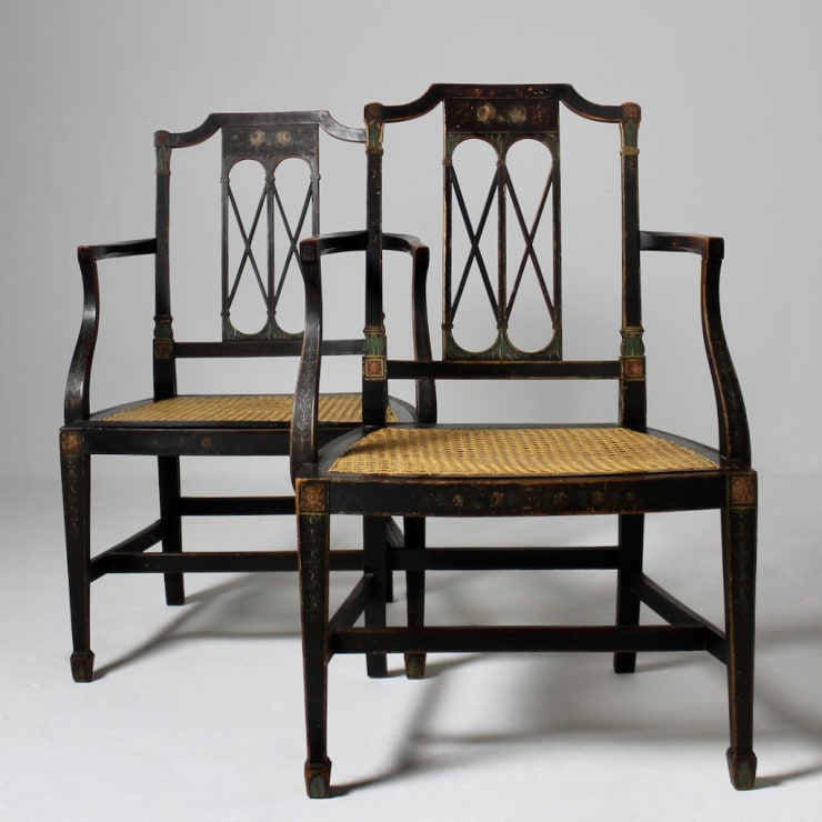 Pair Of George III Original Painted Armchairs ( sold )
